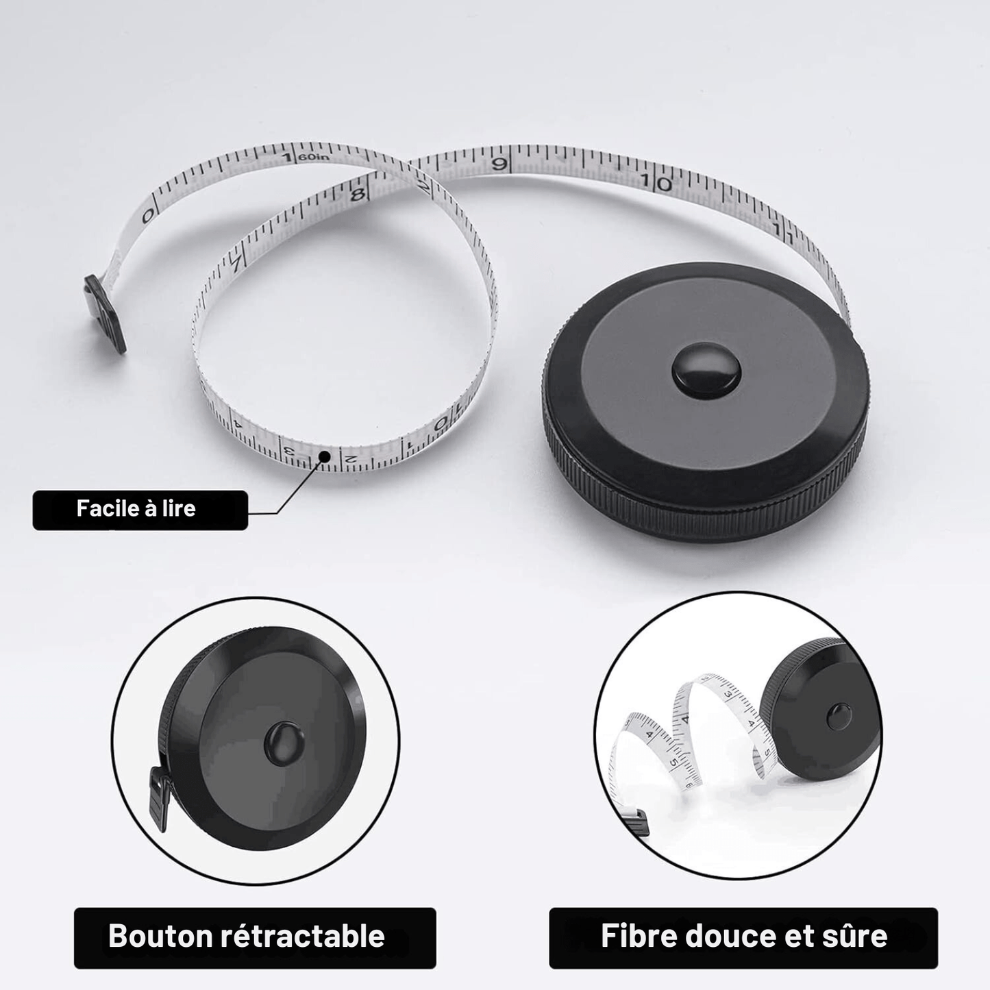 Mètre Ruban - TapeMini™ - Noir & Blanc - Outils Box