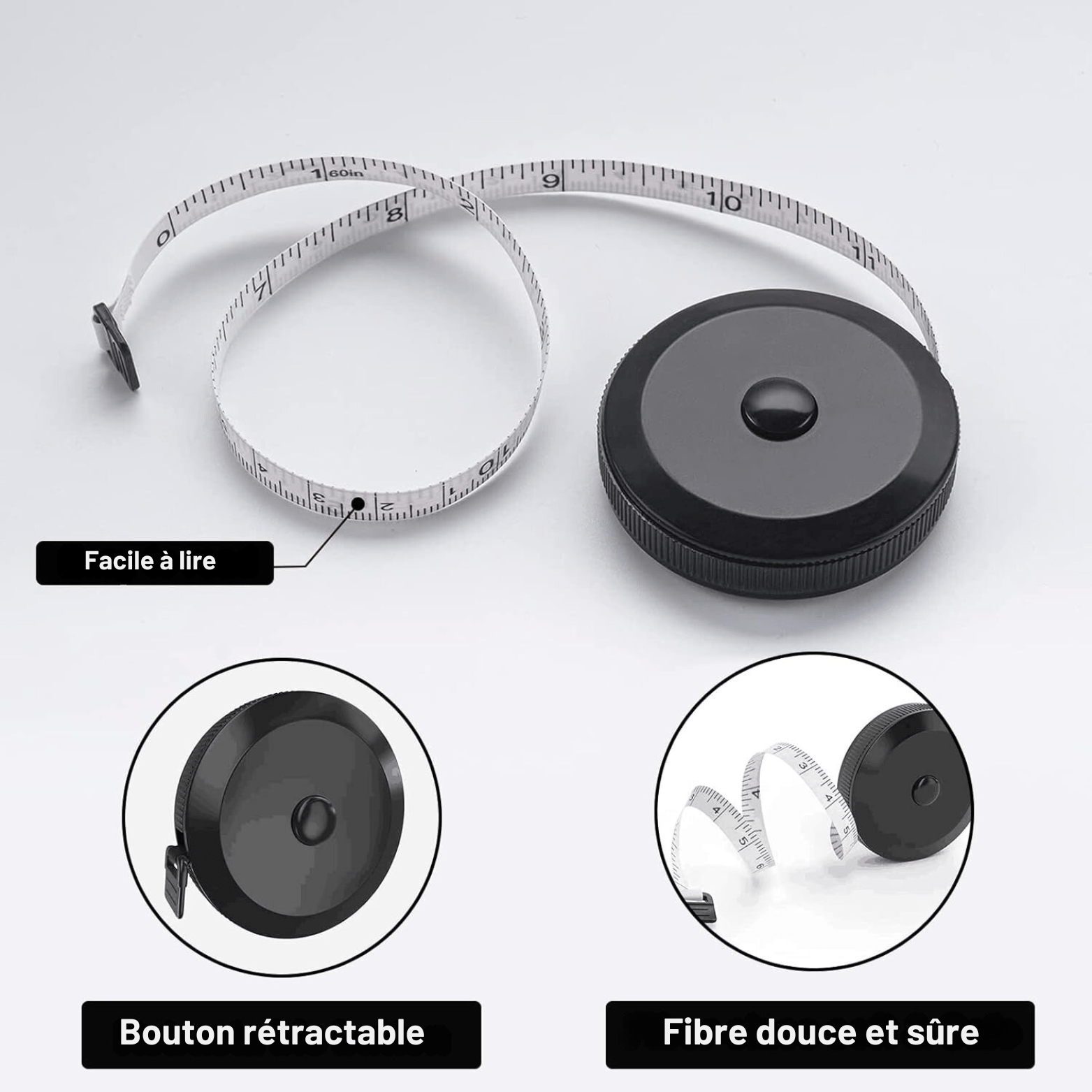 Mètre Ruban - TapeMini™ - Noir & Blanc - Outils Box